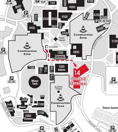 Map of Student Services Location