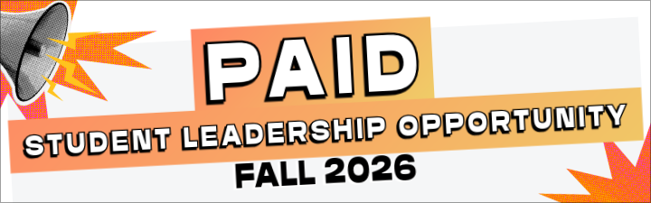 Megaphone with title Paid Student Leadership