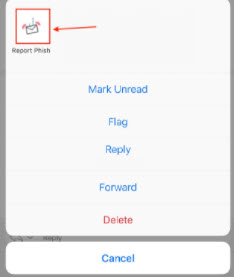 Report Phish Button in Outlook for iOS Mobile Devices