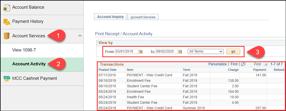 Payment History Activity